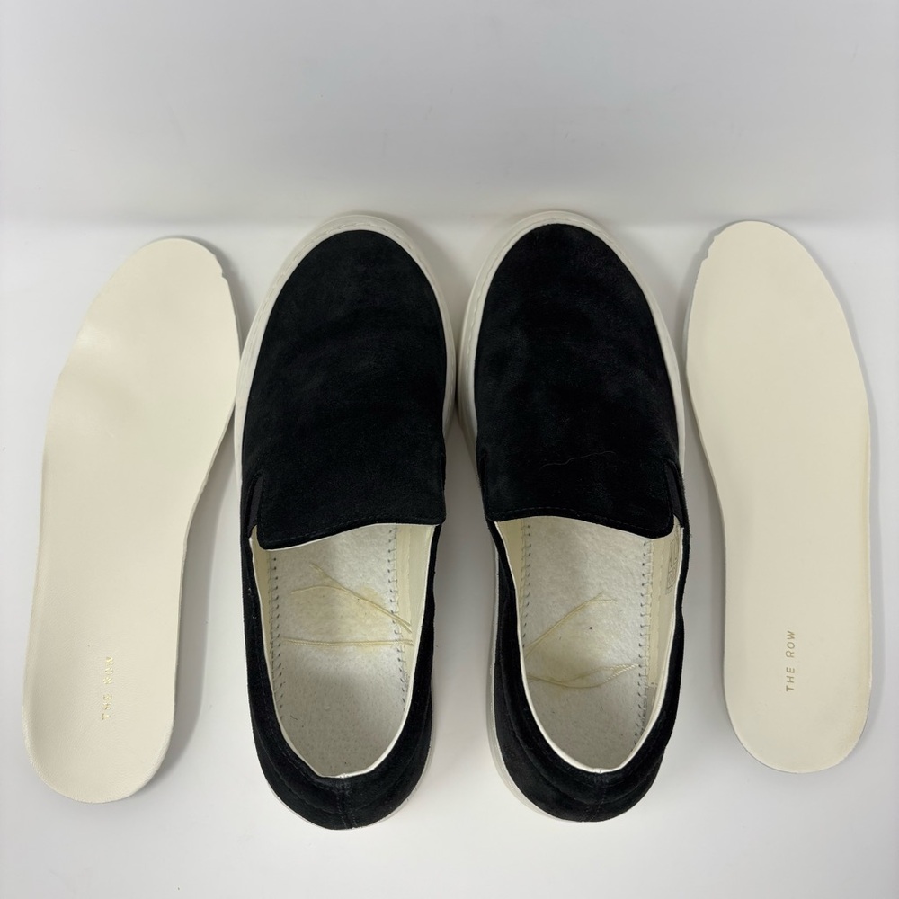 The Row Marie H Slip-On Sneakers Black Suede Ivory Chunky Sole Size 36.5 / 6.5 - Picture 4 of 16